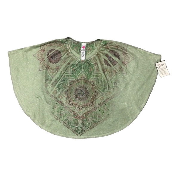 Knitworks Other - Girls kids Knitworks Poncho Top Green Paisley/Floral dolman-sleeve sz Large